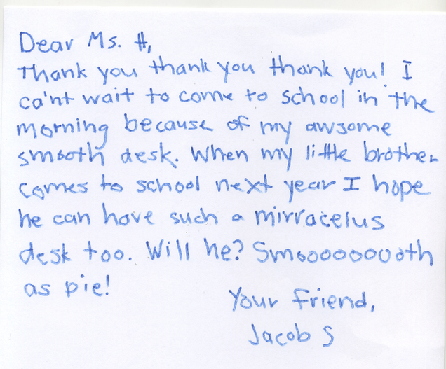 Illustration for article titled These Third-Graders’ Letters To Their Teacher About How Smooth Their Wood Desks Are Will Warm Your Heart